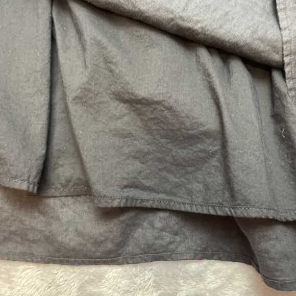 Madewell 100% Linen Dress Sundress Womens 2 Black Tiered Open Back Lined Midi - Picture 6 of 8